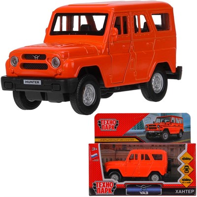 Модель HUNTER-12-OG Уаз Хантер 12 см, двери, багаж, инерц, оранжевый Технопарк в кор. - фото 62802298