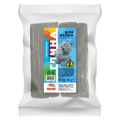 Набор для творчества Глина для лепки вакуумированная голубая 2 кг 012 - фото 62802321