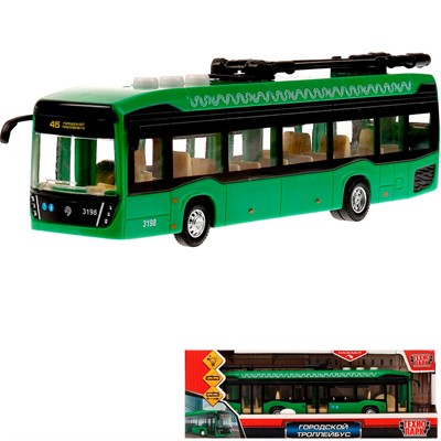 Модель KAMTROLL-20PL-GN ГОРОДСКОЙ ТРОЛЛЕЙБУС 19 см Технопарк в кор /48/ - фото 62802456