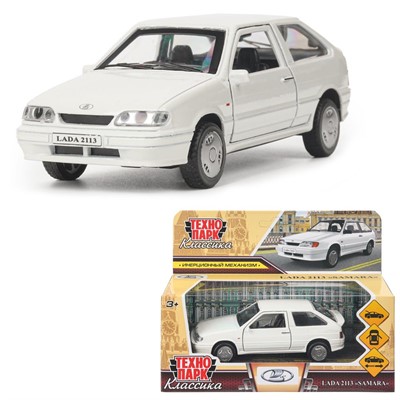 Модель 2113-12-WH-WOD ВАЗ-2113 12 см, двери, багаж, инер,белый Технопарк - фото 62802689