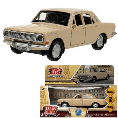 Модель 2401-12-BG ГАЗ-2401 ВОЛГА длина 12 см, двери, багаж, инерц, бежевый Технопарк  в кор. - фото 62802723