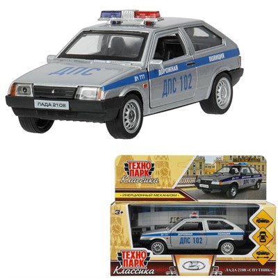 Модель 2108-12POL-SR-WOD LADA -2108 "Спутник", Полиция 12 см, двери, баг., ин., Технопарк в кор. - фото 62802728