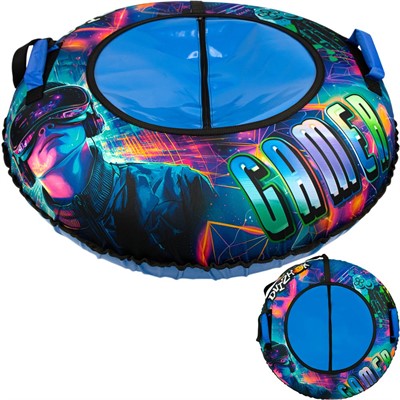 Тюбинг для катания 100 см Dvizhok Оксфорд Gamer на клапане + камера + коробка - фото 62803912