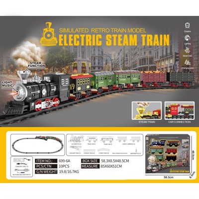 Железная дорога 699-6A свет, звук, дым в коробке - фото 62803964