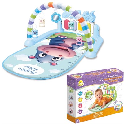 Коврик Levatoys MK1004 Бегемотик с игрушками на дугах в кор. - фото 62804001