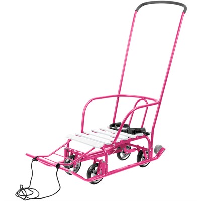 Санки Тимка 5 Универсал Т5У/ВФ вересково-фиолетовый /Ника/ спинка, толкатель, колеса - фото 62804801