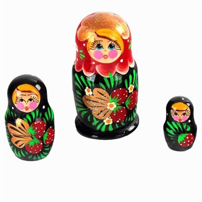 Деревянная матрешка 3в1 расписная 10см Р-45/753 - фото 62804818