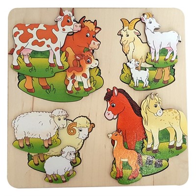 Деревянная рамка вкладыш Домашние животные 3 слоя 7914 - фото 62804841