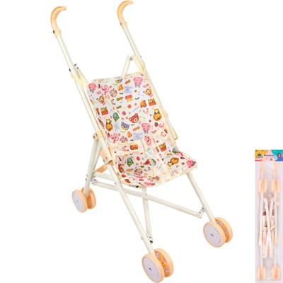 Коляска д/куклы Miss Kapriz MKT817-1C Веселые зверята в пак. - фото 62805099