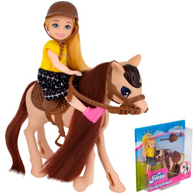 Кукла малышка JN638-1 Девочка с лошадью на блист. - фото 62805454