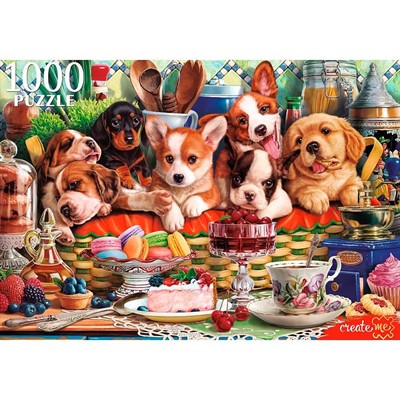 Пазл 1000 Щенки в корзине Ф1000-0199 - фото 62805617