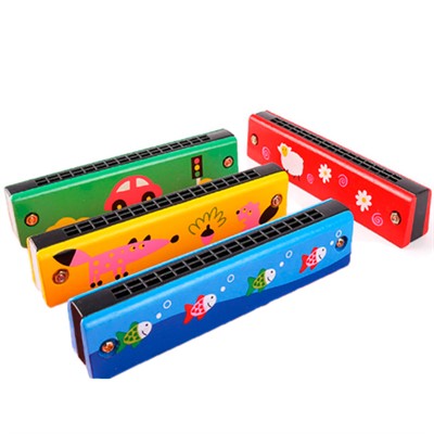 Деревянный музыкальный инструмент Губная гармошка 13х3х2.5 см 4 цвета микс И-2528 - фото 62805680