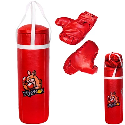 Боксерский набор Кенгуру 60 см красный,экокожа Dvizhok - фото 62805842