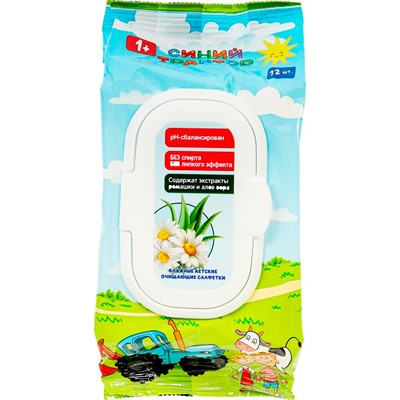 Влажные детские салфетки СИНИЙ ТРАКТОР с клапаном 72 шт. Заботливая мама 115916-STR - фото 62806661