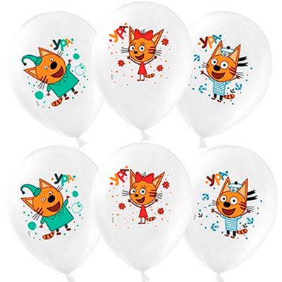 Шар 12" Три Кота белый паст 1ст.. 25 шт 1103-2488 /цена за упак/ - фото 62806710