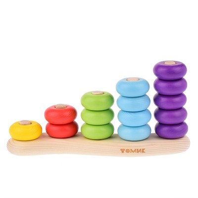 Деревянный Сортер "Цветные колечки" 16 деталей С-02 - фото 62806819