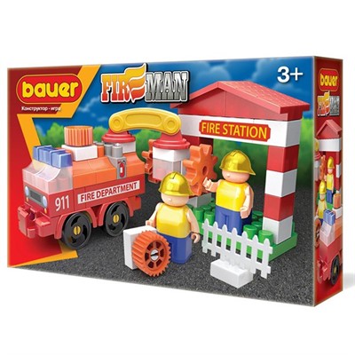 Конструктор Bauer 739 "Fireman" набор пожарная машина и пожарный гидрант - фото 62807197