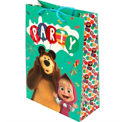 Пакет Чудо праздник глянцевый Маша и Медведь ml, 22*31*10 см 371826 - фото 62807462