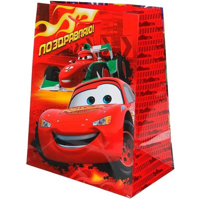 Пакет Чудо праздник глянцевый l 26*33*14 см Машинка PL-123409-C2 - фото 62807756