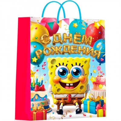 Пакет Чудо праздник глянцевый xl Желтая губка PXL-130530-SB - фото 62808006