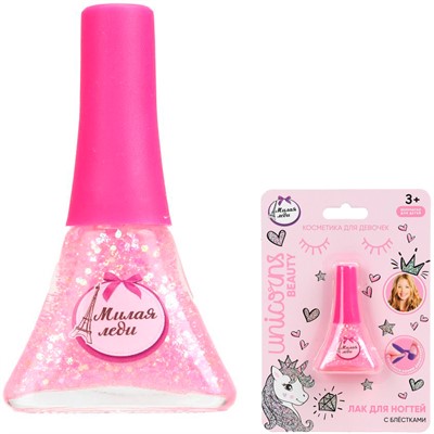 Лак для ногтей с блестками розовый Милая Леди 111391-UNI-ML-WOT - фото 62808014