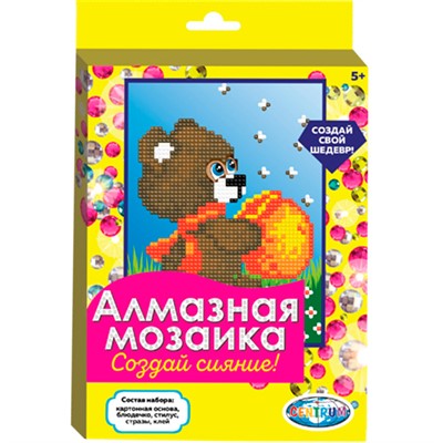 Набор для творчества Алмазная мозаика 20*15 см частичное заполнение Медвежонок 87959 - фото 62808570