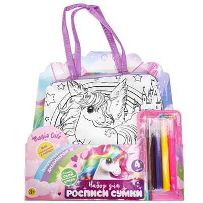 Набор для творчества Сумка-трапеция для росписи милый Единорог МУЛЬТИ АРТ BAGP-114391 - фото 62808735
