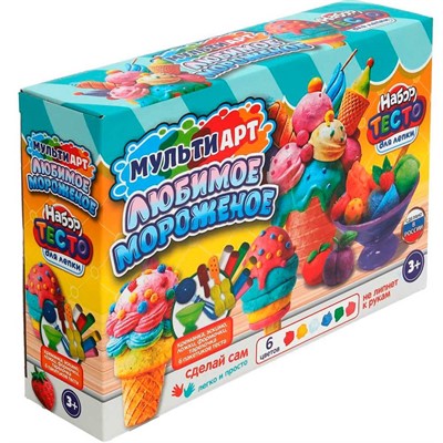 Набор для творчества Тесто для лепки Любимое мороженое 24 см MultiArt PDSET-MA120038 - фото 62808878