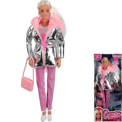 Кукла Карапуз 66001-W1-S-BB 29 см София сингл,  в серебристой парке, акс - фото 62809268