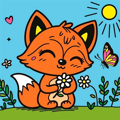 Набор для творчества Роспись по холсту с красками 15х15 см. Лисичка с ромашкой Х-5158 - фото 62809560