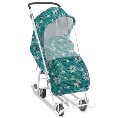 Санки коляска Наши детки НДТ3-1К/6 скандинавский зеленый /Ника/ - фото 62809626