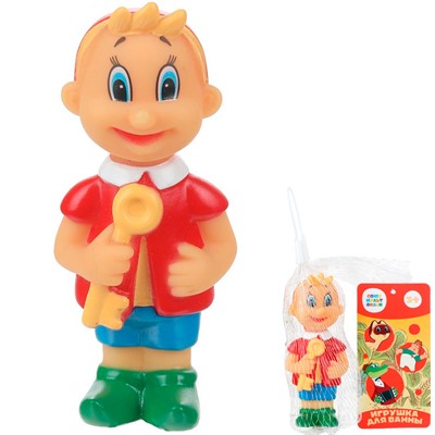 Резиновая игрушка Буратино YF-38R-LK в сетке - фото 62809651