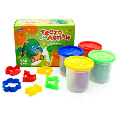 Набор для творчества Тесто для лепки 560гр в банках, формы П126 - фото 62810682