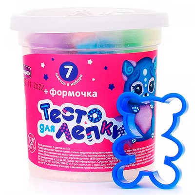 Набор для творчества Тесто для лепки в банке 7 цветов по 15гр +формочка П113 /40/ - фото 62810717