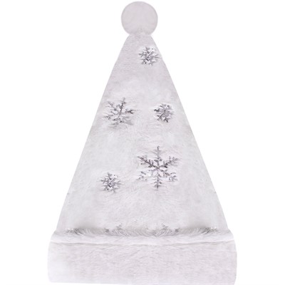 Колпак новогодний белый со снежинками FG240517041M СТОК - фото 62810978