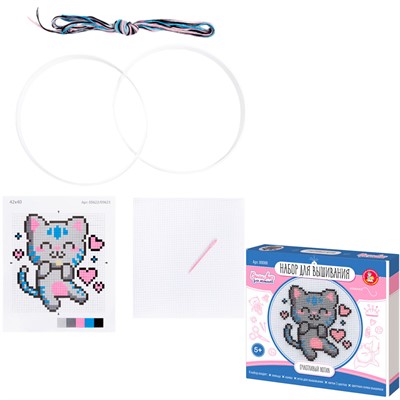 Набор для творчества Вышивка "Счастливый котик" (с пяльцами) 05622 - фото 62810986