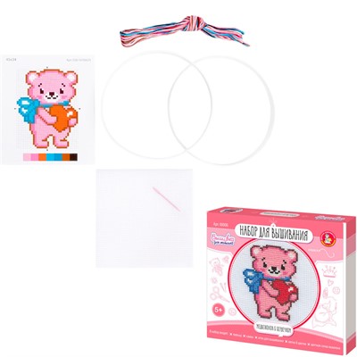 Набор для творчества Вышивка "Медвежонок с сердечком" (с пяльцами) 05619 - фото 62811016