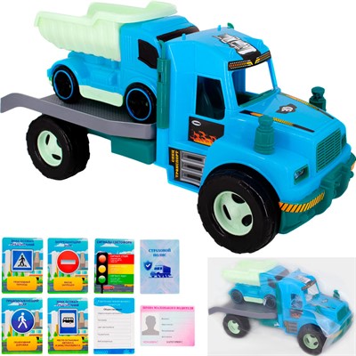 Автовоз с карточками водителя КРОКОТАМ сине-зеленый  А-7150 /8/ - фото 62811391