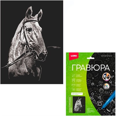 Набор для творчества Гравюра 18*24 см Лошадь серебро Гр-939 - фото 62811823