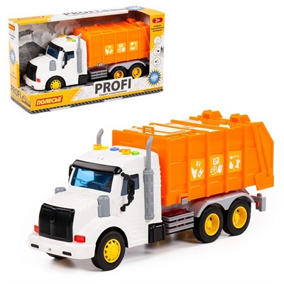 Автомобиль Профи коммунальный инерционный со светом и звуком оранжевый в коробке 86501 П-Е /8/ - фото 62813128