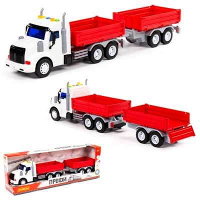 Автомобиль Профи бортовой с прицепом инерционный со светом и звуком красный в коробке 92557 П-Е /4/ - фото 62813413