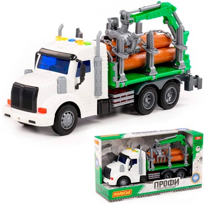 Автомобиль Профи лесовоз инерционный со светом и звуком зелёный в коробке 96180 П-Е - фото 62813608