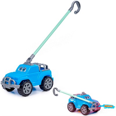 Автомобиль каталка Дени с ручкой голубой 74994 П-Е /12/ - фото 62813860