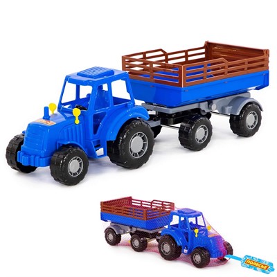 Трактор Мастер с прицепом № 2 синий в сеточке 84781 П-Е /6/ - фото 62814991