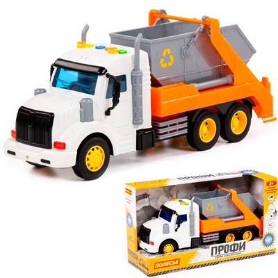 Автомобиль Профи контейнеровоз инерционный со светом и звуком оранжевый в коробке 86266 П-Е /8/ - фото 62815011