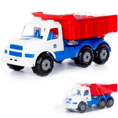 Автомобиль "Буран" №3 самосвал бело-синий + конструктор строительный "XXL", 5 элементов (в пакете) 94315 П-Е /1/ - фото 62815305