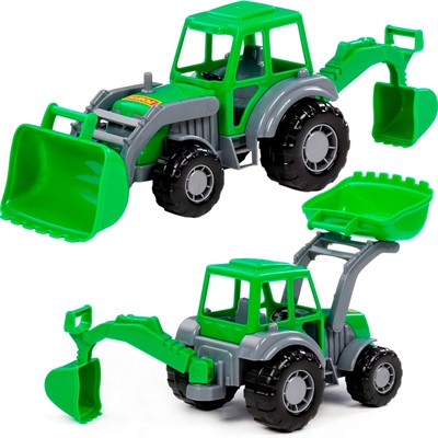 Трактор Мастер экскаватор серо-зелёный 24446 П-Е /12/. - фото 62816605