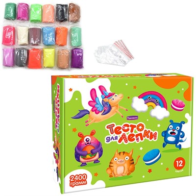 Набор для творчества Тесто для лепки в коробке 12цв 96 колбасок по 25 гр П136 - фото 62818360