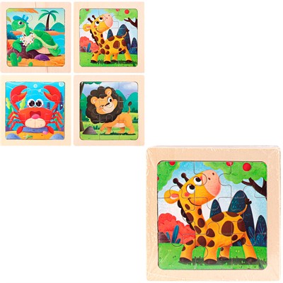 Деревянная Пазл-рамка Животные, подводные жители 11x11 см, 4 шт. в наборе ИД-0214 - фото 62818649