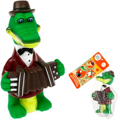 Резиновая игрушка Крокодил Гена LXST02R в сетке - фото 62818730